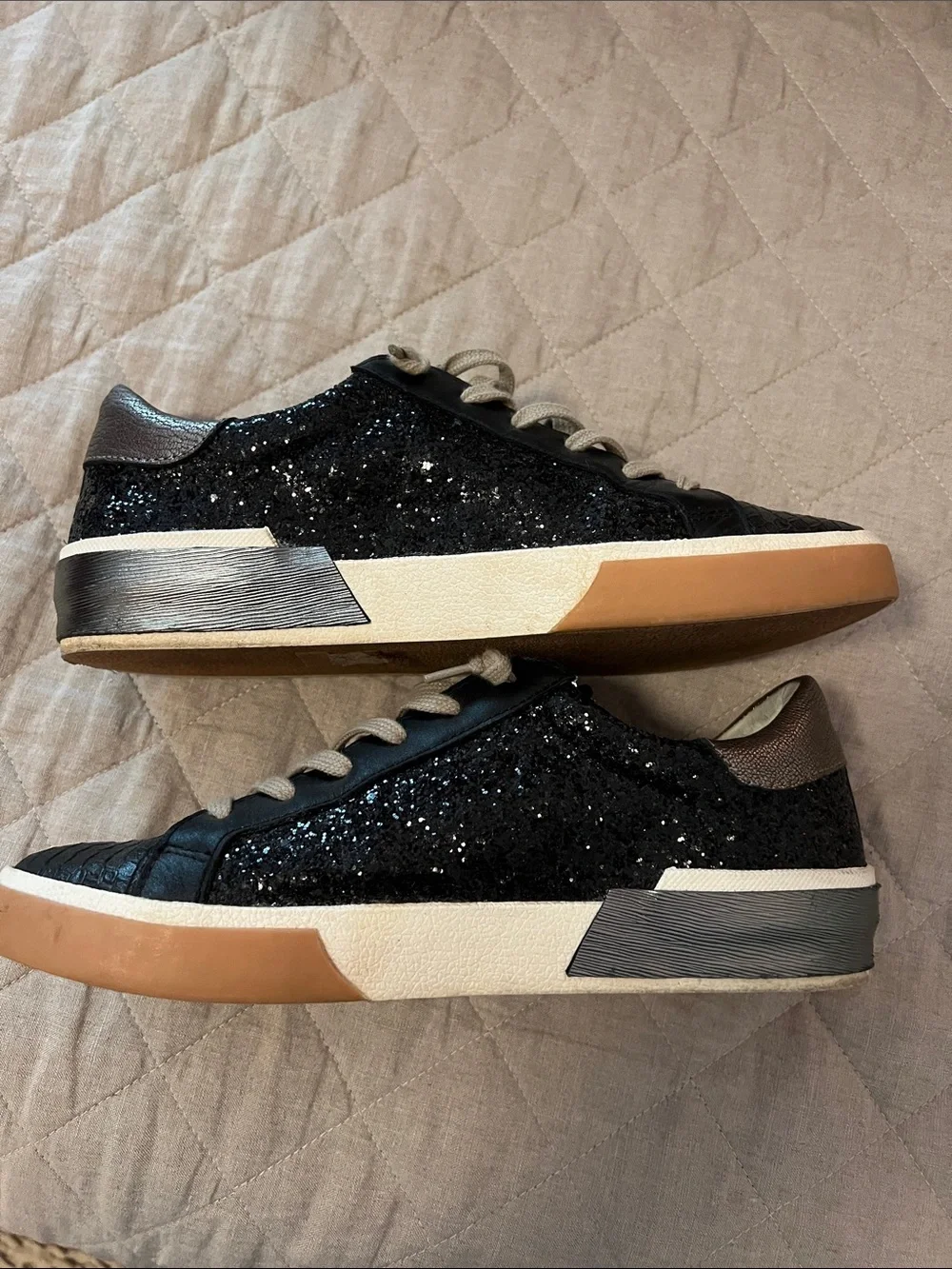 Dolce Vita Black and Silver Low-Top Sneakers